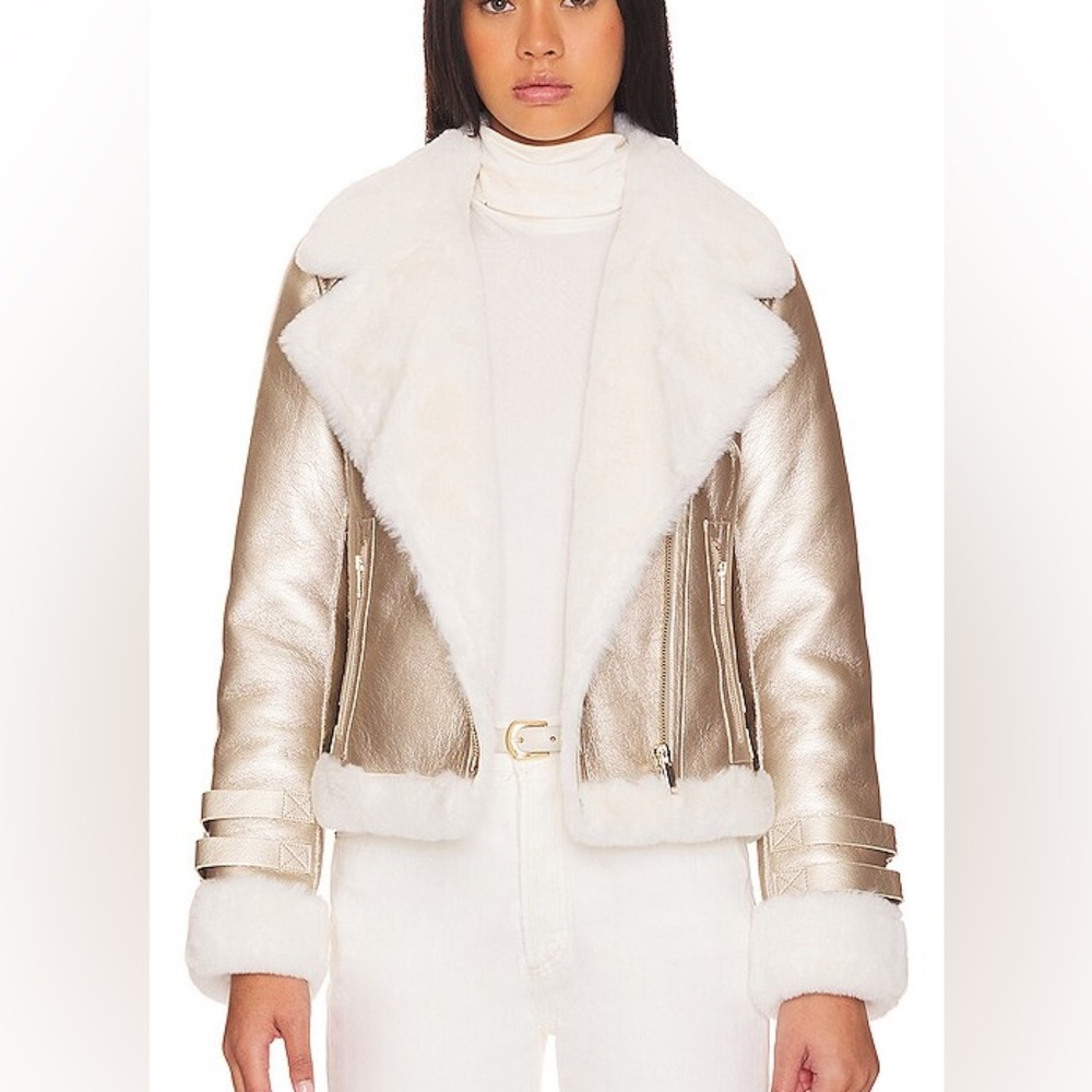 Generation love Gold and White Shearling Jacket